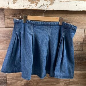 SO High Rise Blue Jean Full Pleated Mini Skirt, Size Medium 17, Blue, NWT